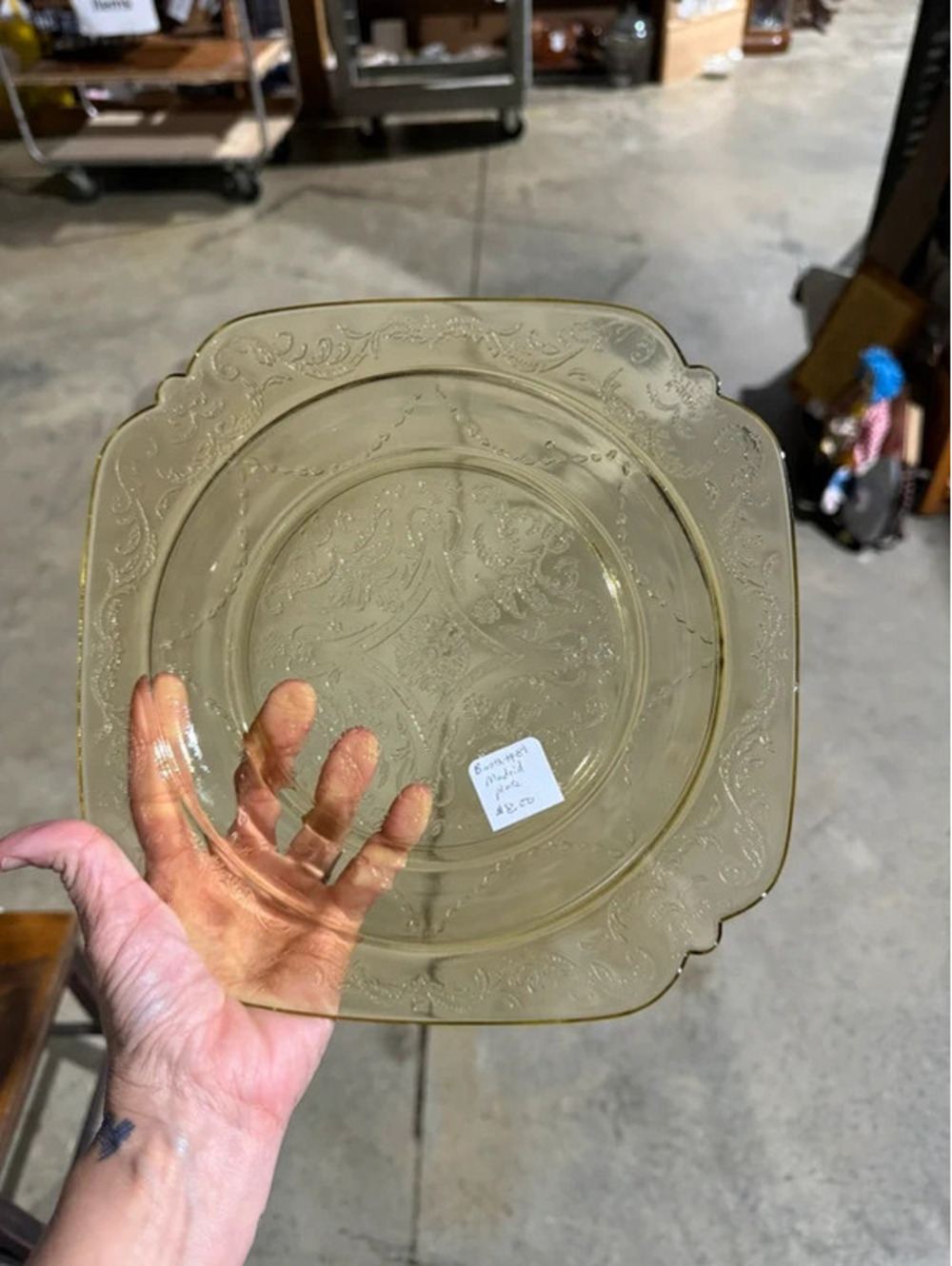 vintage Federal Glass Madrid Depression Glass Square Plate from the 1930s